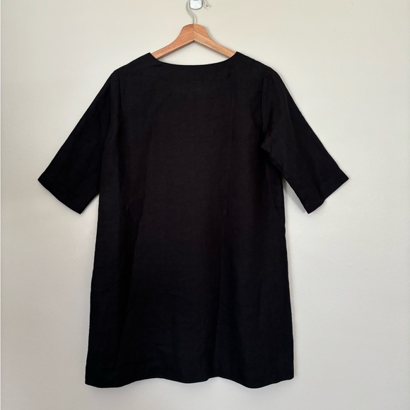 Len.ok Black Organic Linen Mini Shift Dress - Picture 5 of 10